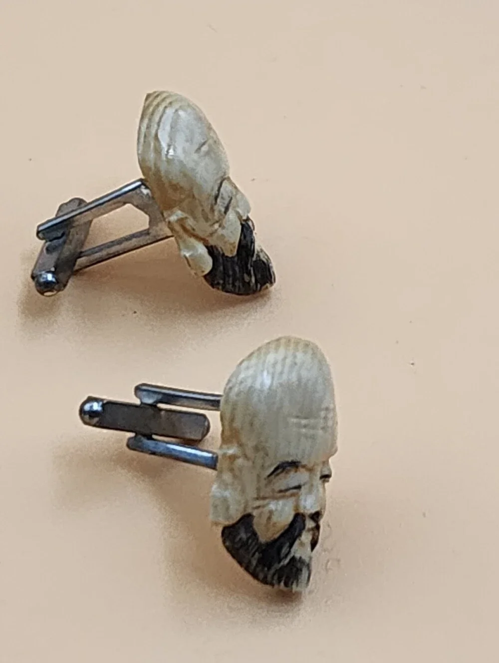 Unique Traditional Japanese Vintage Carved Toshikane Jewelry Cufflinks